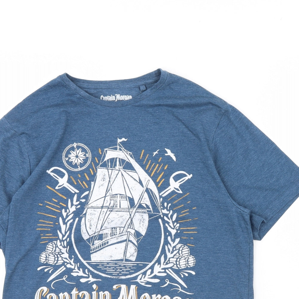 Captain Morgan Mens Blue    T-Shirt Size M