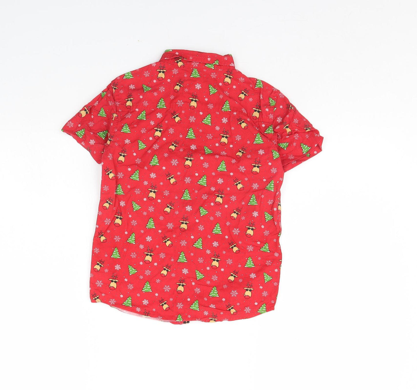 Rebel Boys Red Animal Print  Basic Button-Up Size 7 Years  - christmas shirt