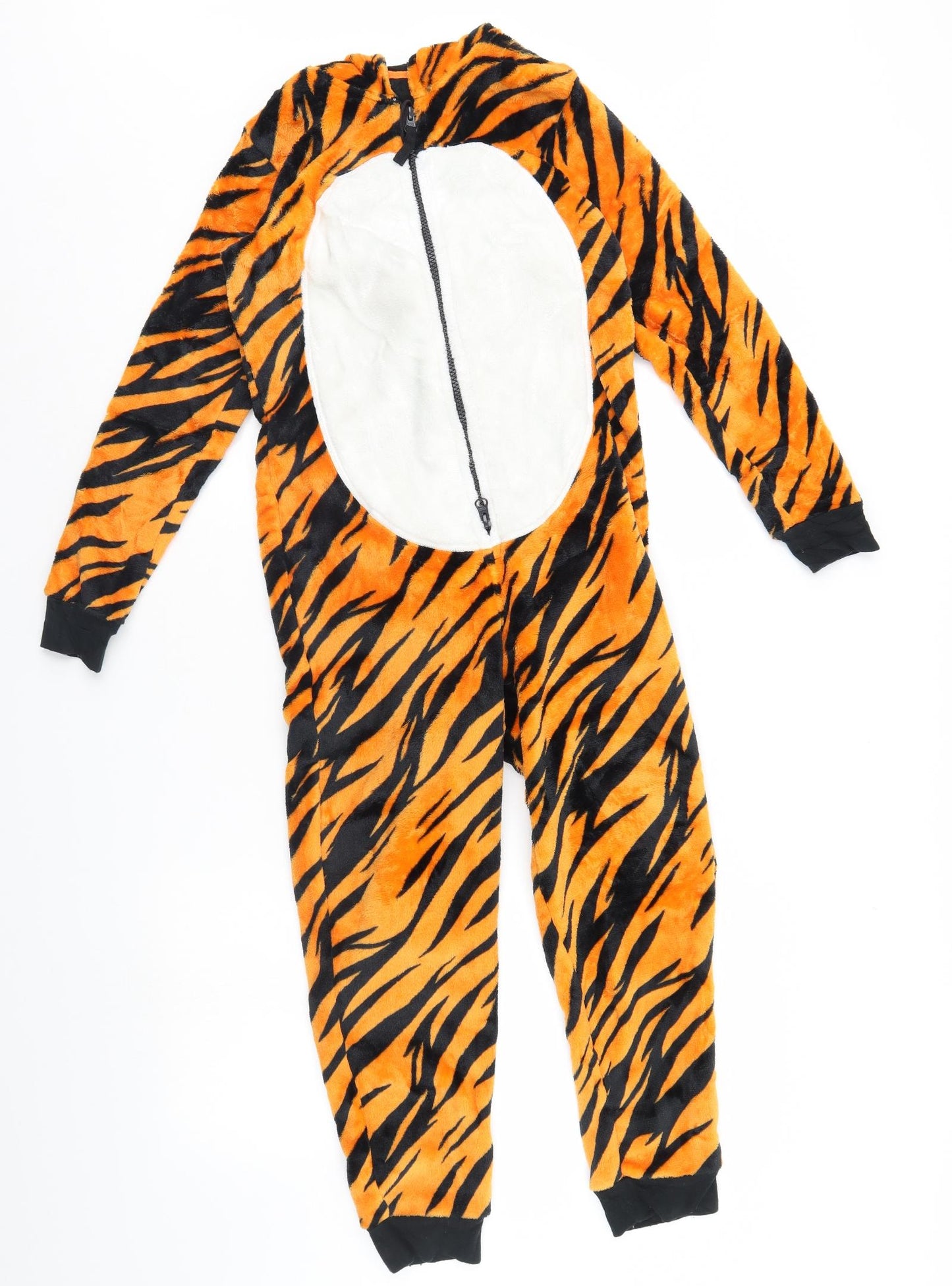 M&S Boys Orange Striped Fleece  One Piece Size 9 Years  - Tiger