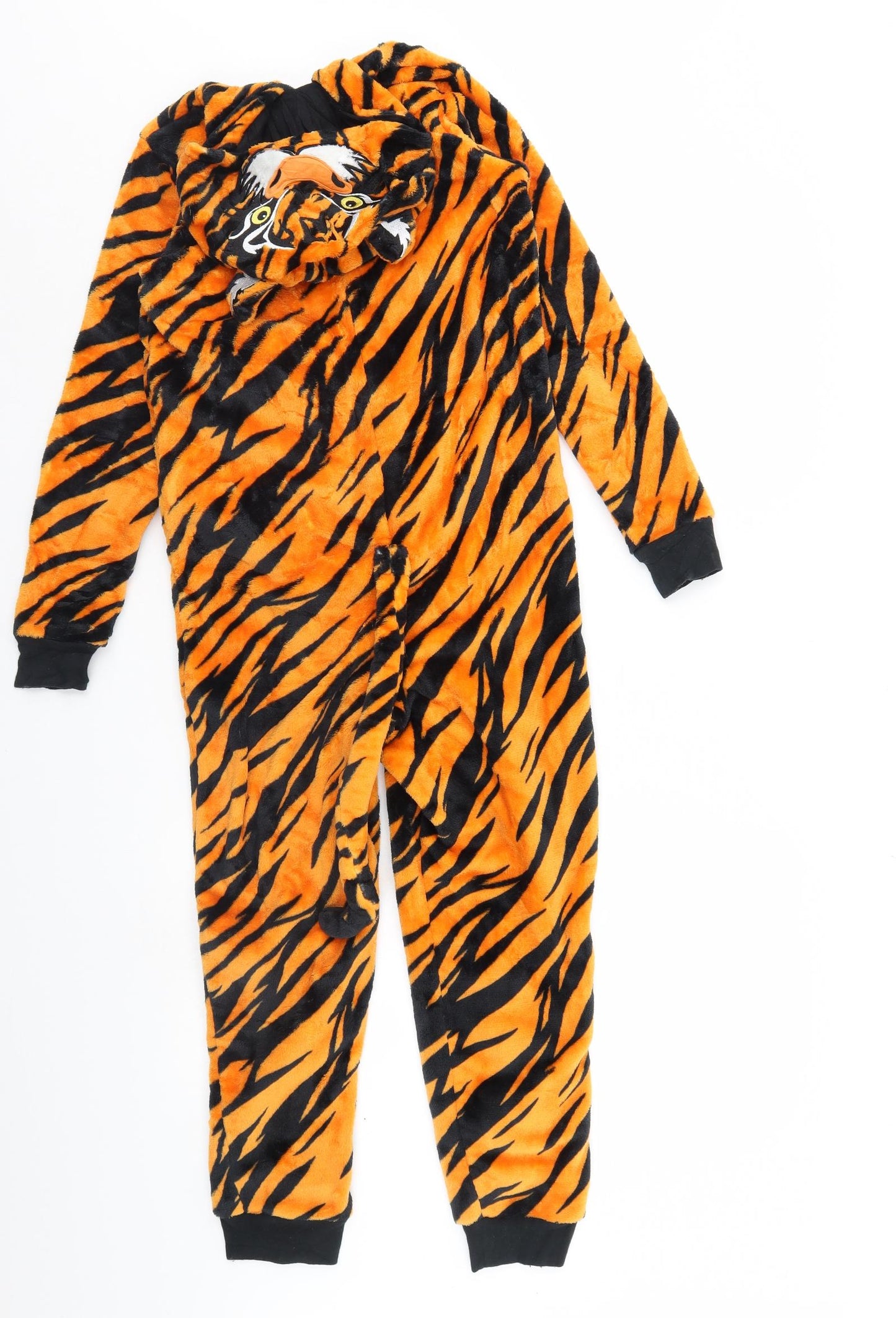 M&S Boys Orange Striped Fleece  One Piece Size 9 Years  - Tiger