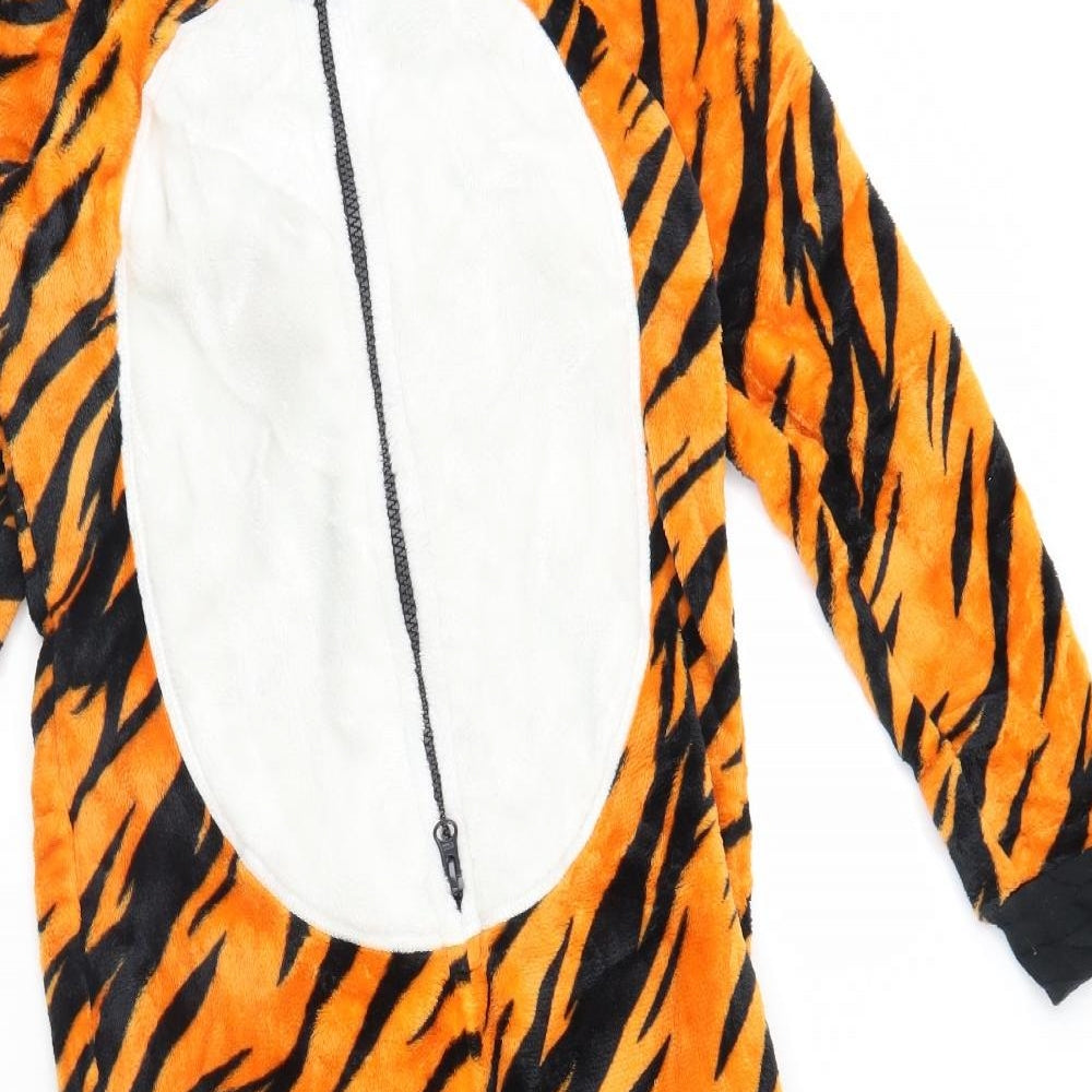 M&S Boys Orange Striped Fleece  One Piece Size 9 Years  - Tiger
