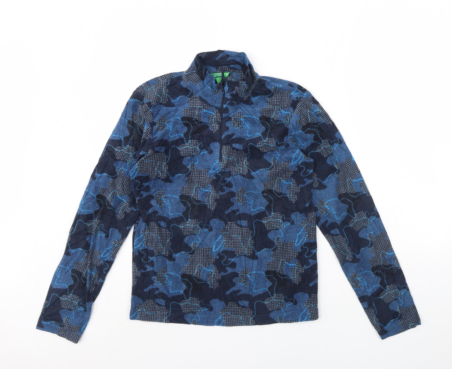 Mountain Warehouse Boys Blue Camouflage Fleece Henley Jumper Size 13 Years