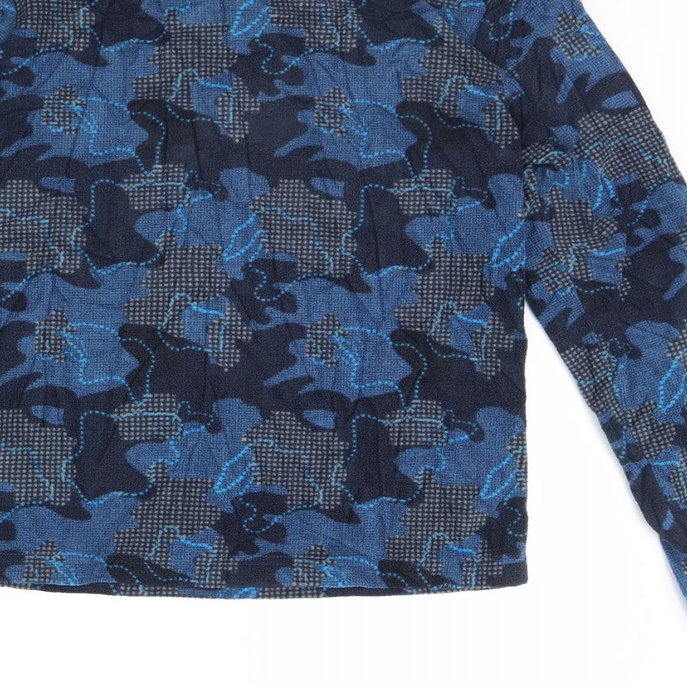 Mountain Warehouse Boys Blue Camouflage Fleece Henley Jumper Size 13 Years