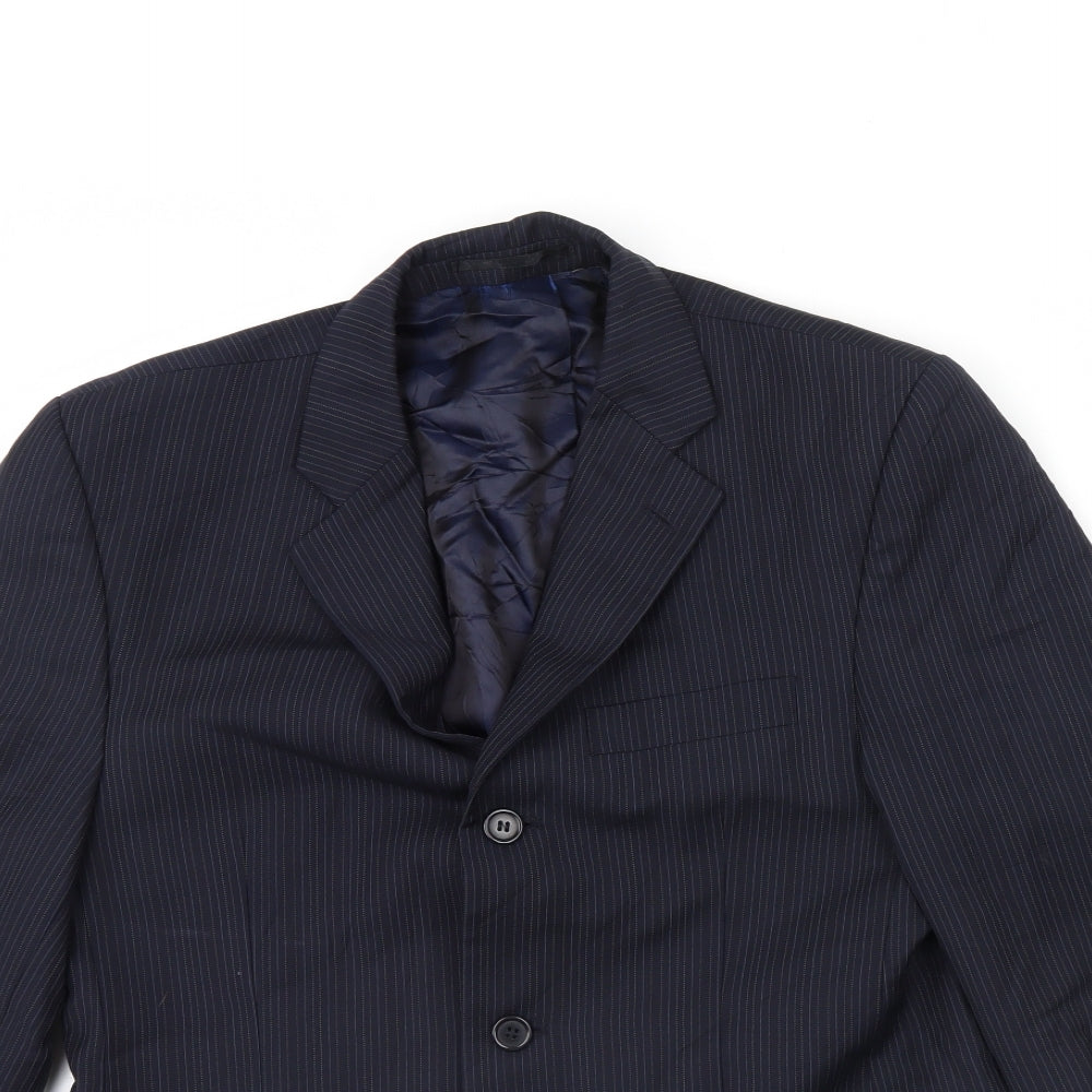 Daniel Hetcher Mens Blue Striped  Jacket Blazer Size 38  - Shoulder Pads