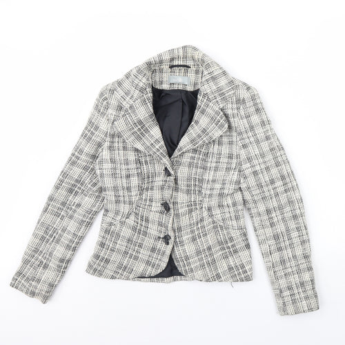 Wallis Womens Ivory Plaid  Jacket  Size 10