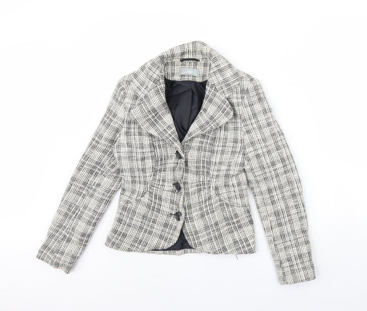 Wallis Womens Ivory Plaid  Jacket  Size 10