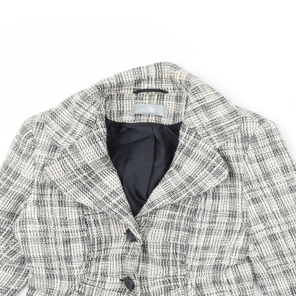 Wallis Womens Ivory Plaid  Jacket  Size 10
