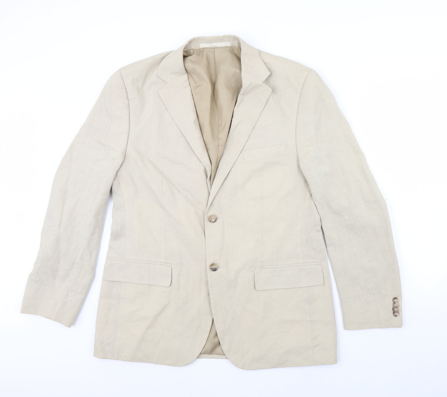 M&S Mens Beige   Jacket Blazer Size 40  - Shoulder Pads