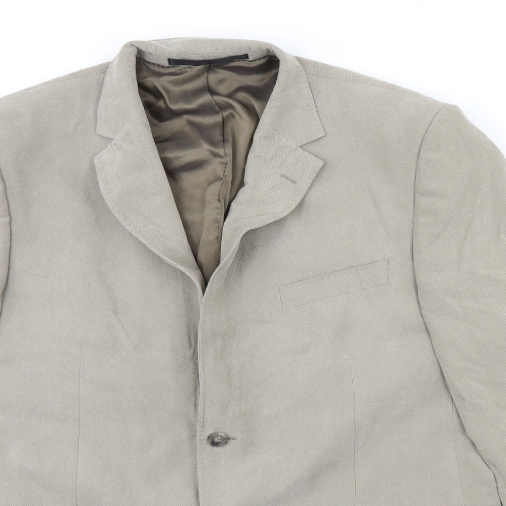 M&S Mens Beige   Jacket Blazer Size 44  - Shoulder Pads