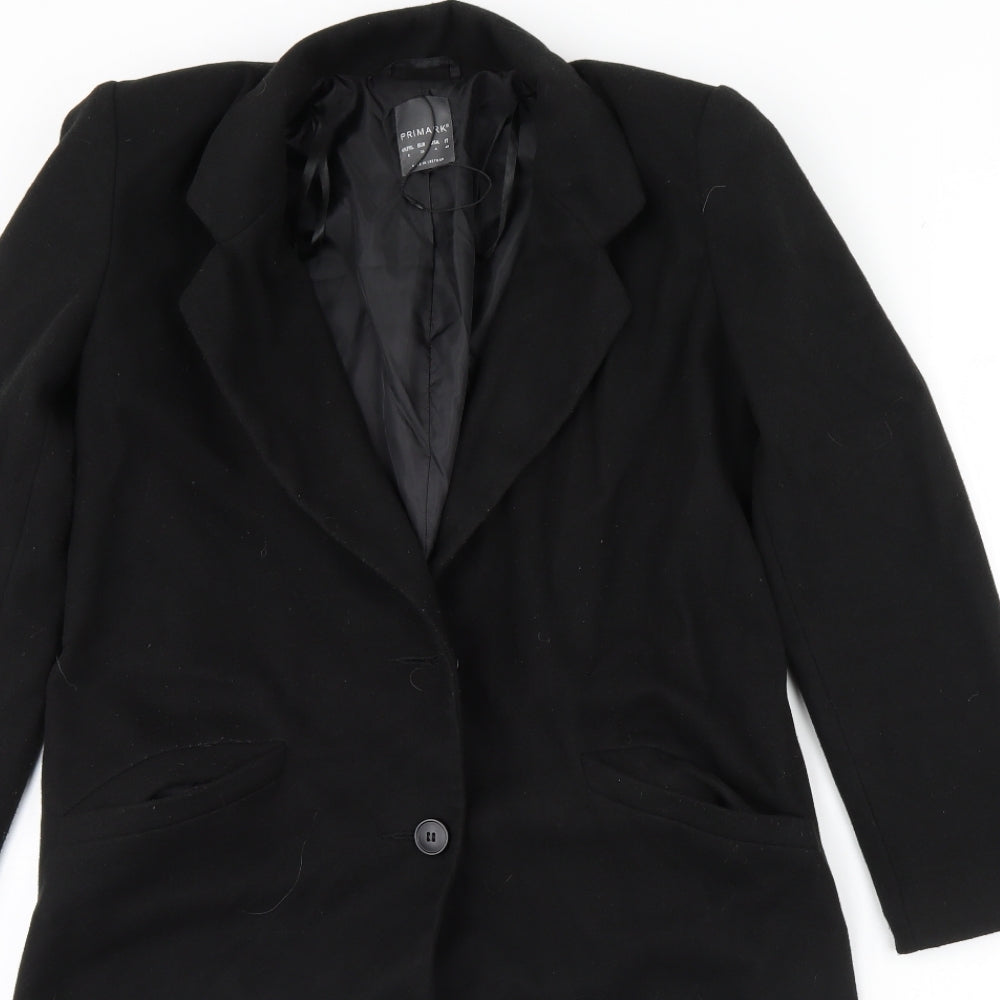 Primark Womens Black   Overcoat Coat Size 8