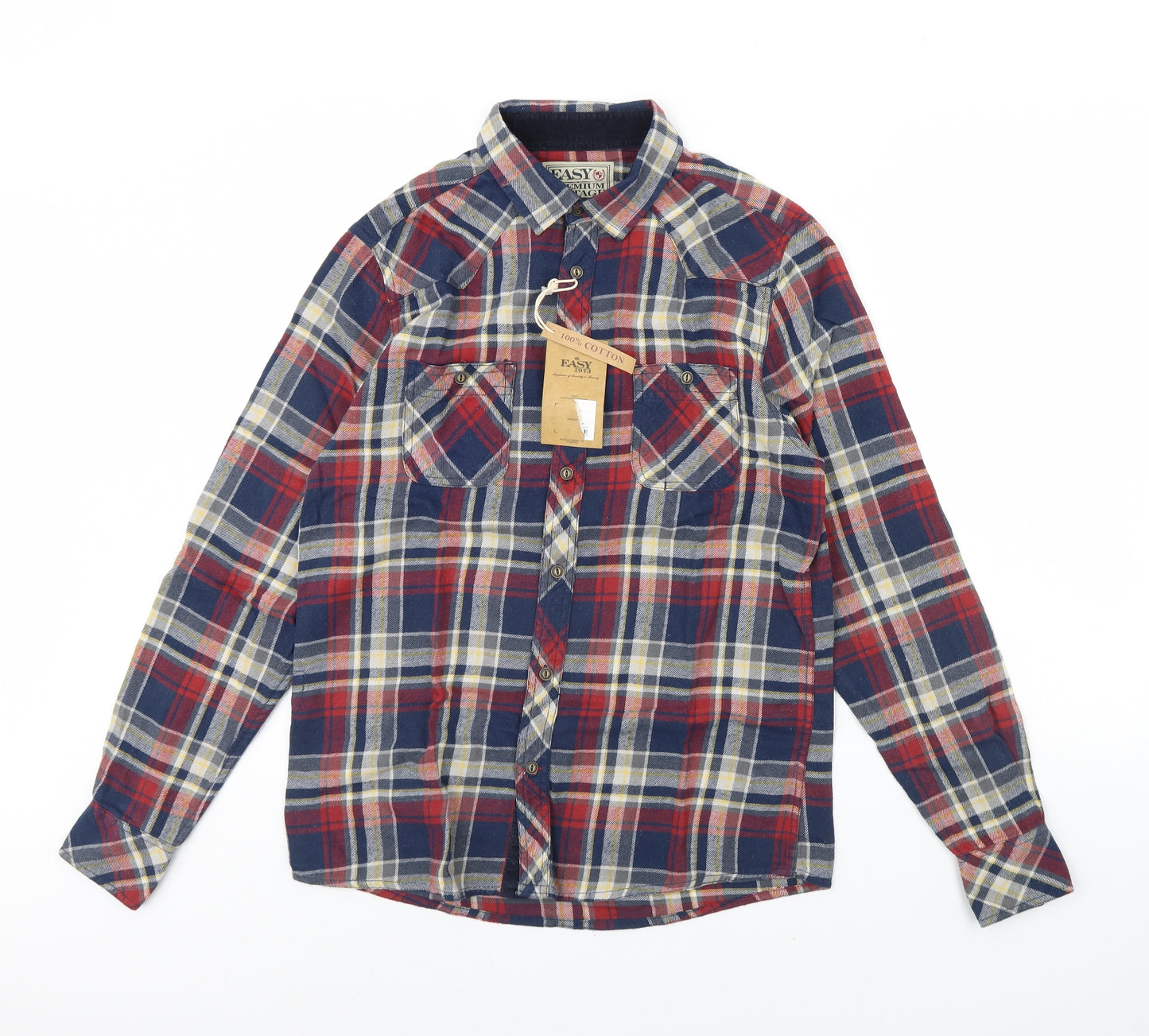 Easy Mens Red Check   Dress Shirt Size M