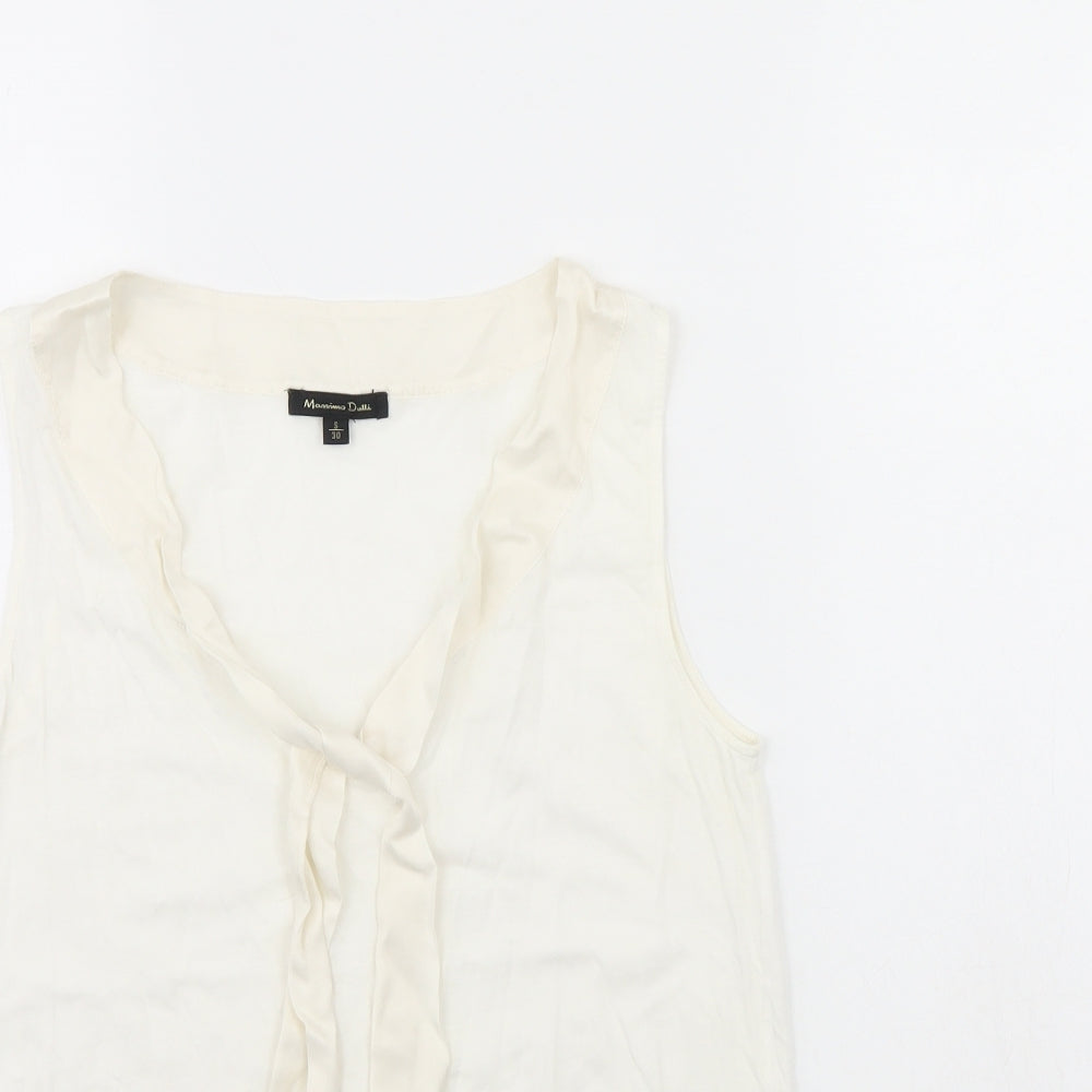 Massimo Dutti Womens Ivory   Basic Tank Size S