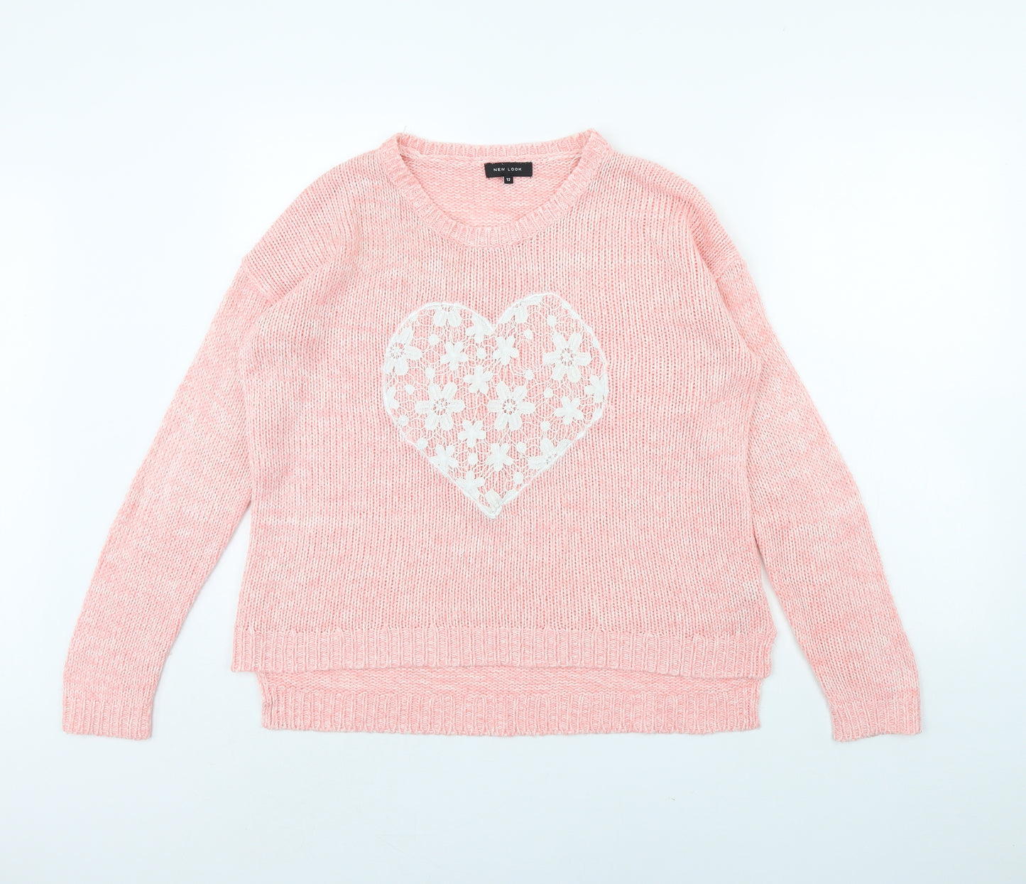 New Look Womens Pink   Pullover Jumper Size 12  - Heart