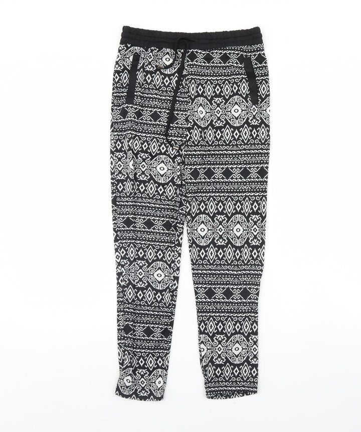 Golden Womens Black Fair Isle  Trousers  Size 10 L28 in