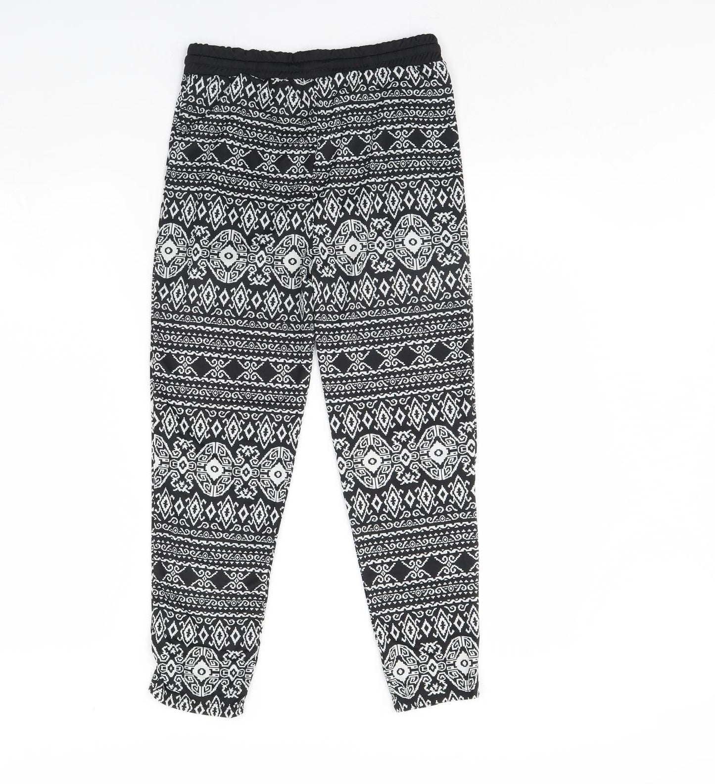 Golden Womens Black Fair Isle  Trousers  Size 10 L28 in
