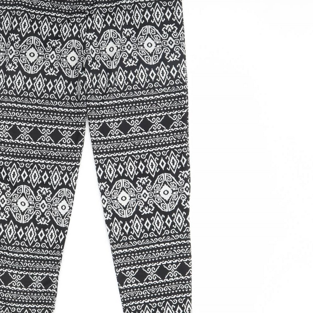 Golden Womens Black Fair Isle  Trousers  Size 10 L28 in