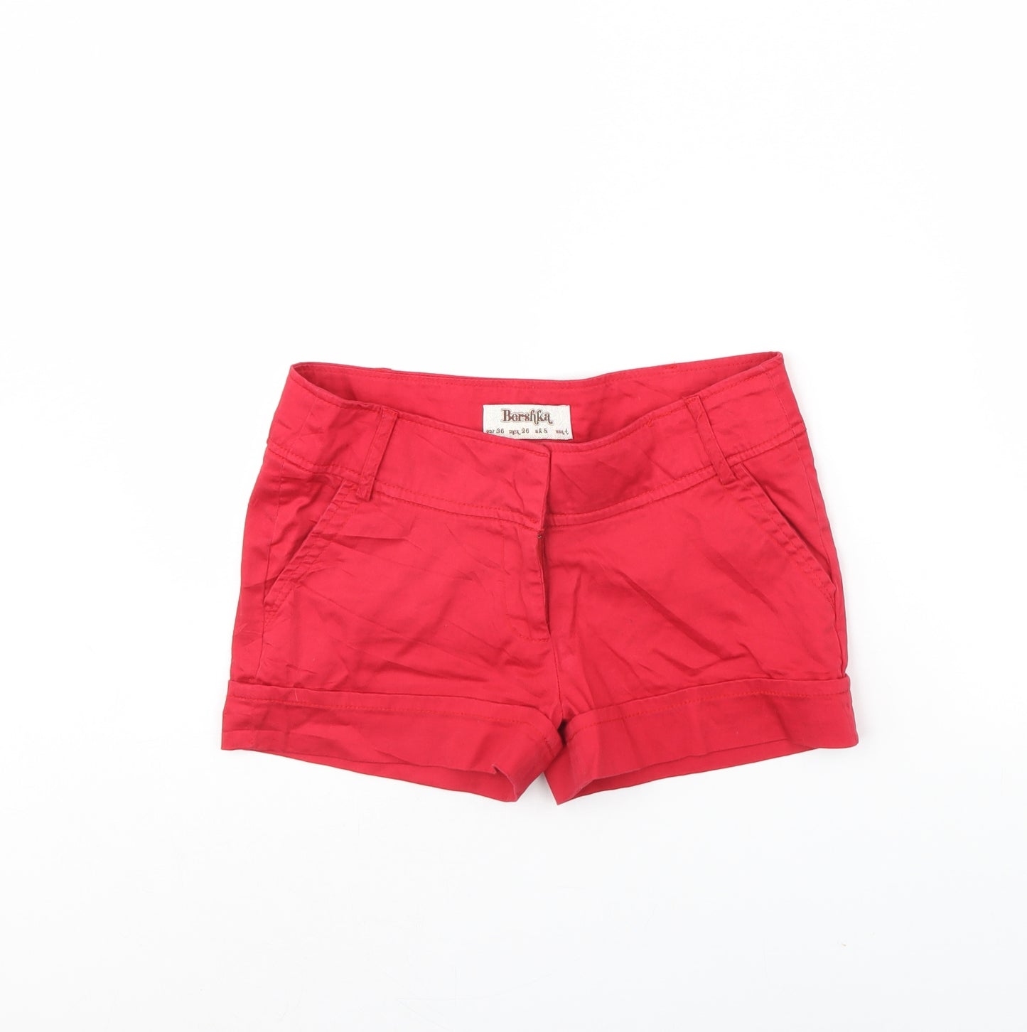 Bershka Womens Red   Cut-Off Shorts Size 8
