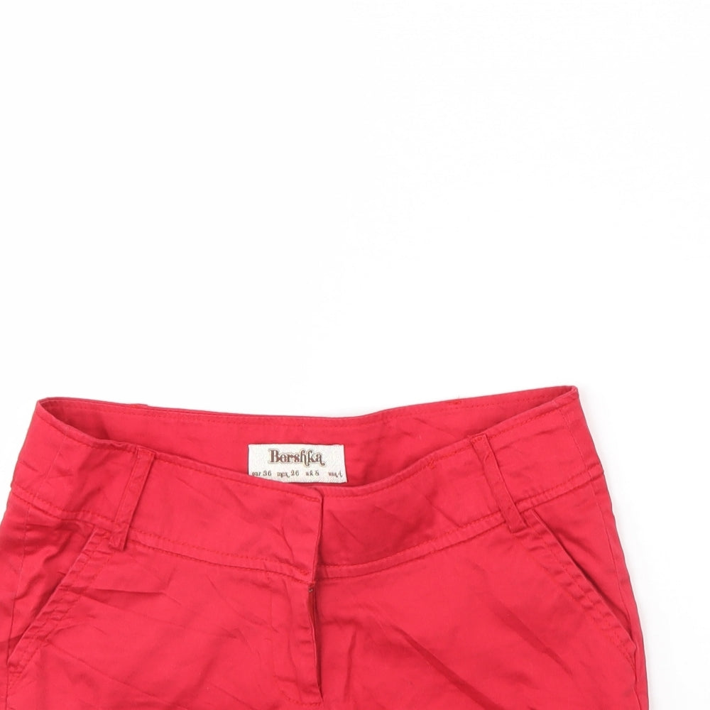 Bershka Womens Red   Cut-Off Shorts Size 8