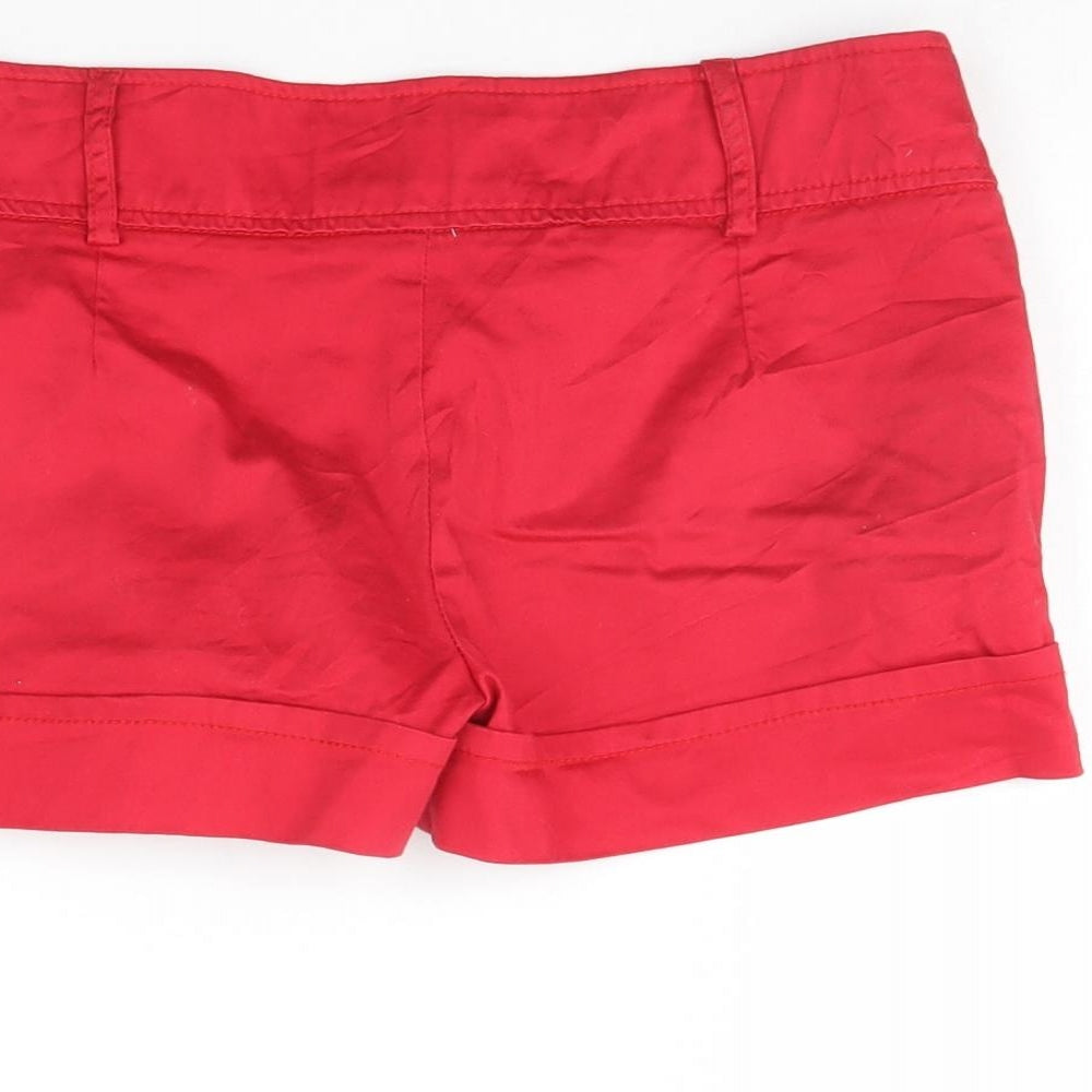 Bershka Womens Red   Cut-Off Shorts Size 8