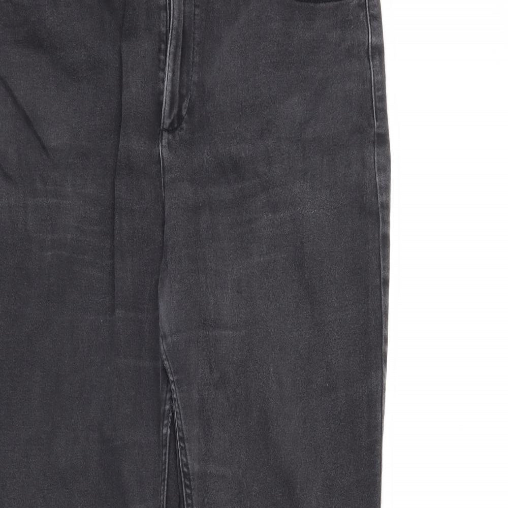 M&S Womens Black  Denim Straight Jeans Size 16 L32 in