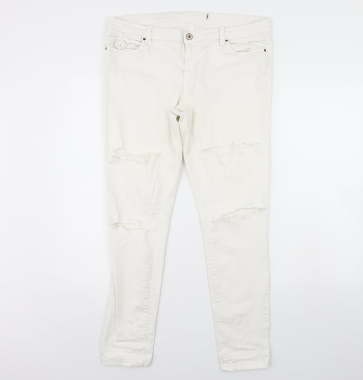 Preworn Womens Ivory Denim Skinny Jeans Size 36 in L30 in