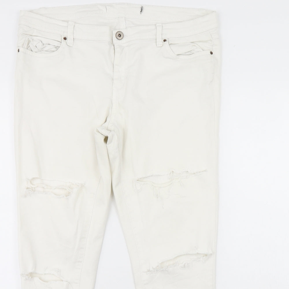 Preworn Womens Ivory  Denim Skinny Jeans Size 36 in L30 in
