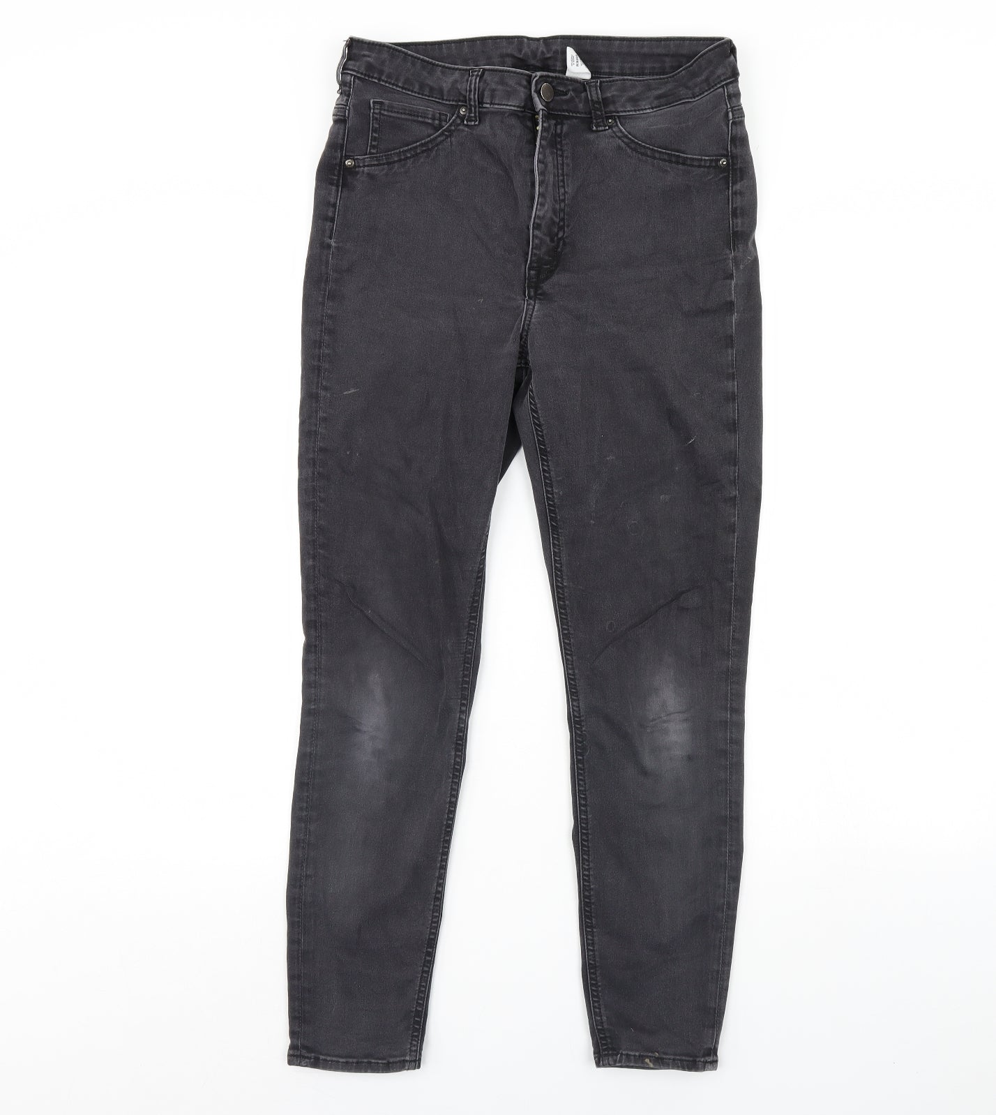 Preworn Womens Black  Denim Skinny Jeans Size 14 L29 in