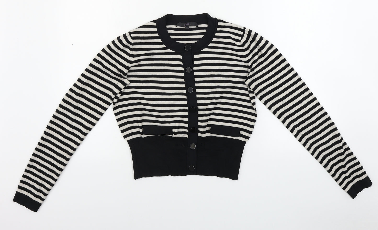 Coast Womens Beige Striped Knit Cardigan Jumper Size 12