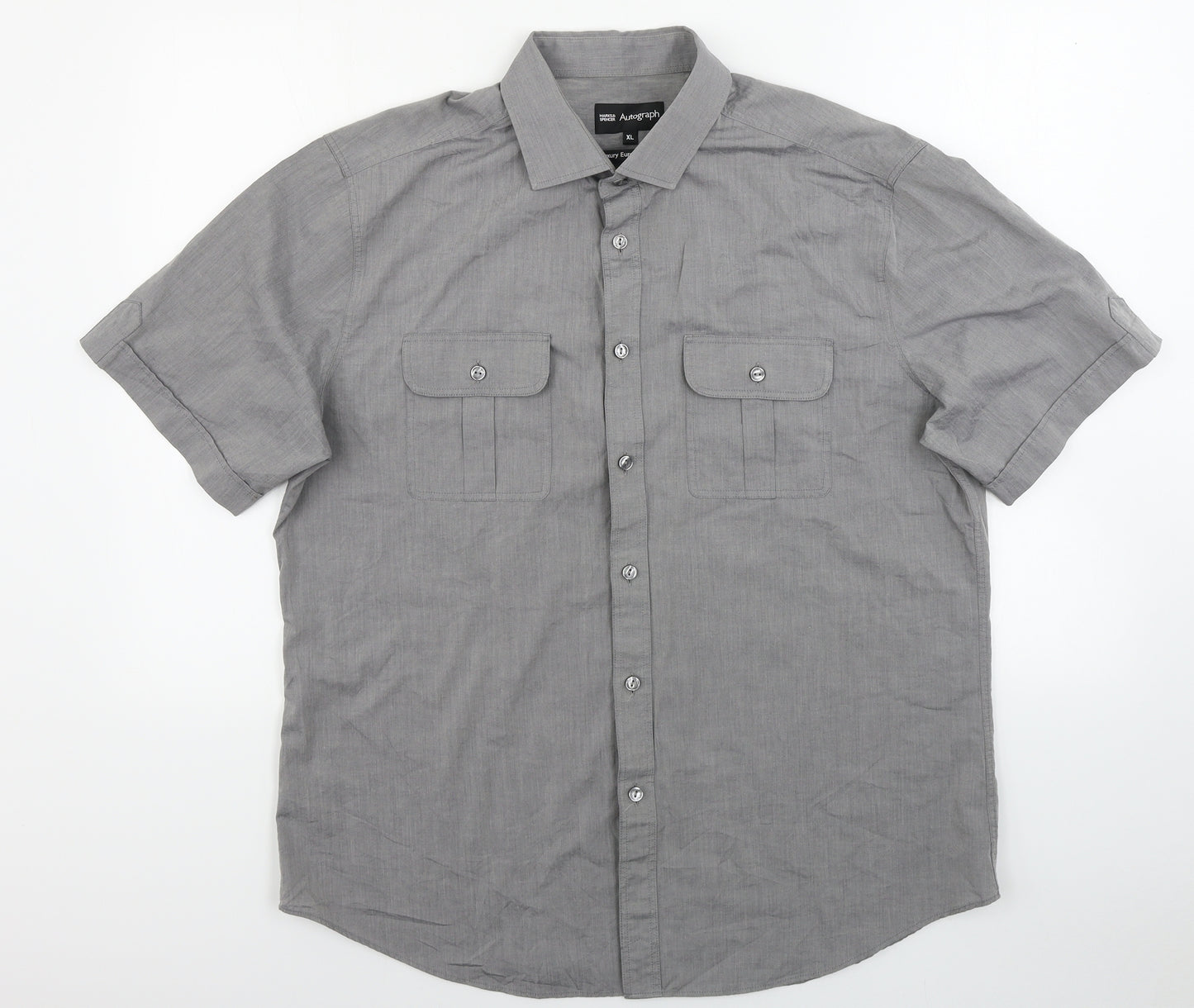 Marks and Spencer  Mens Grey    Button-Up Size XL