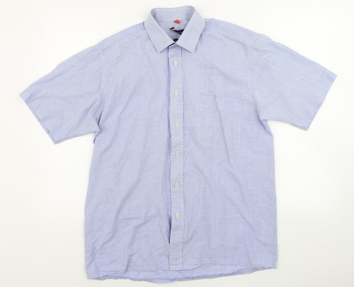 Tom Hagan Mens Blue Check Button-Up Size M