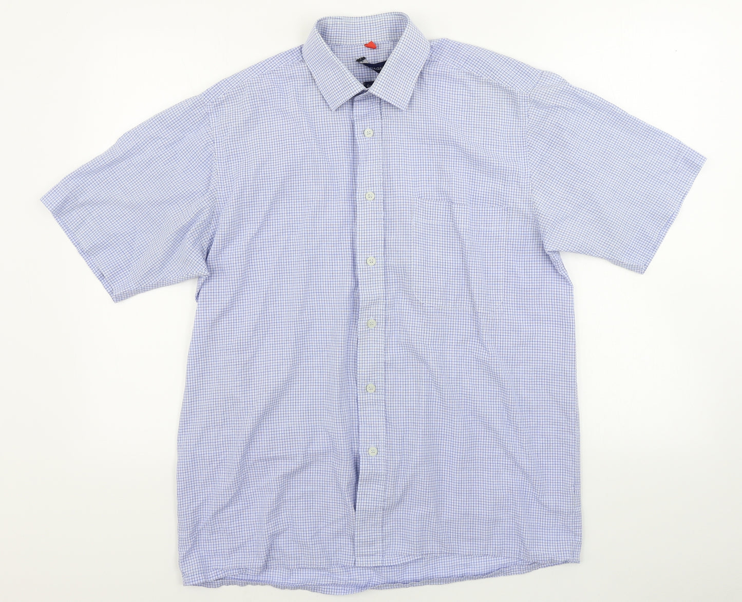 Tom Hagan Mens Blue Check   Button-Up Size M