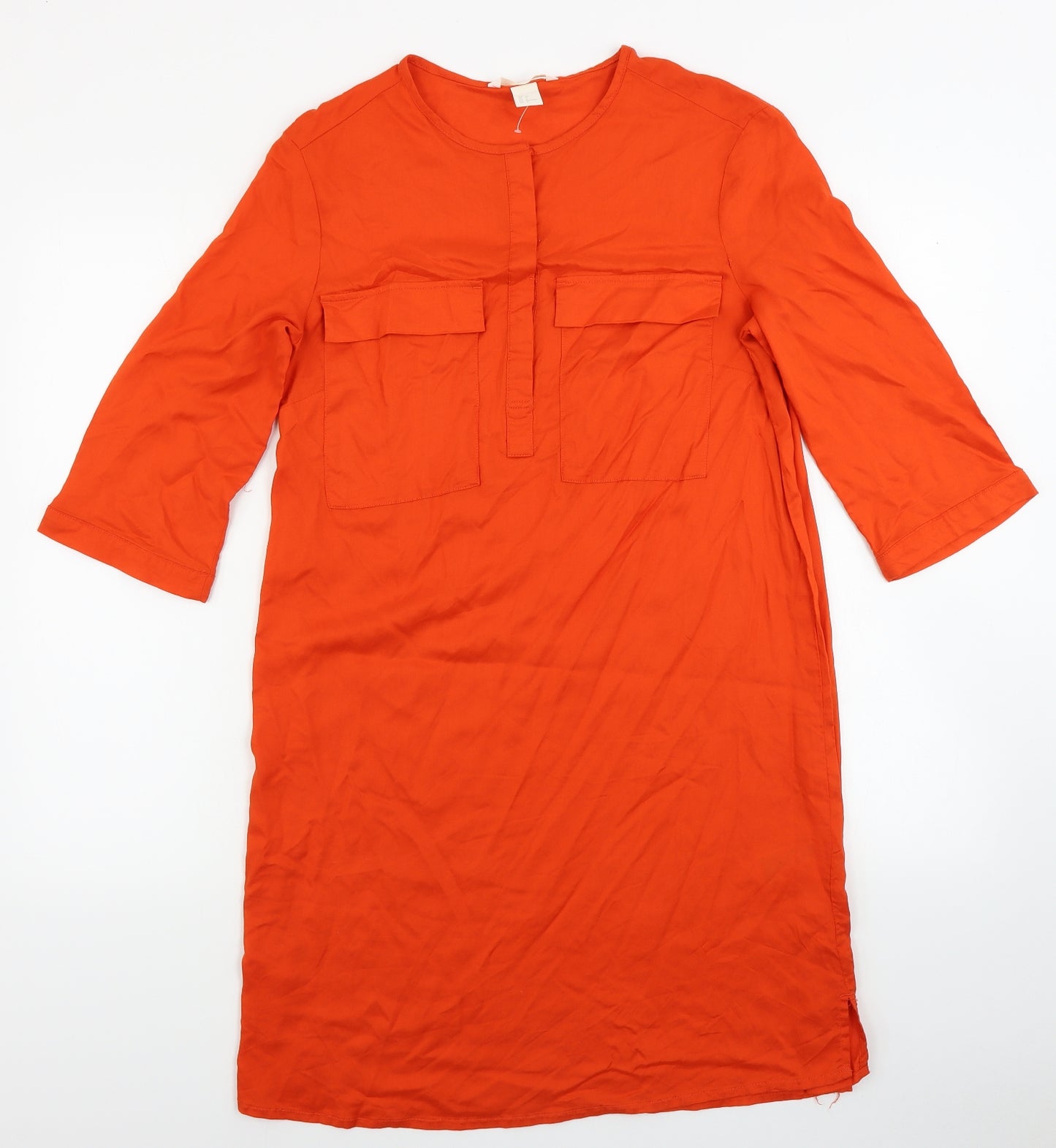 H&M Womens Orange   Skater Dress  Size 6