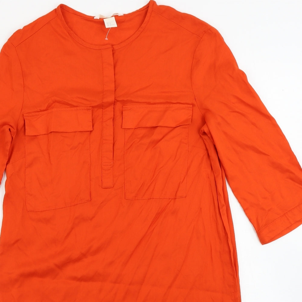 H&M Womens Orange   Skater Dress  Size 6
