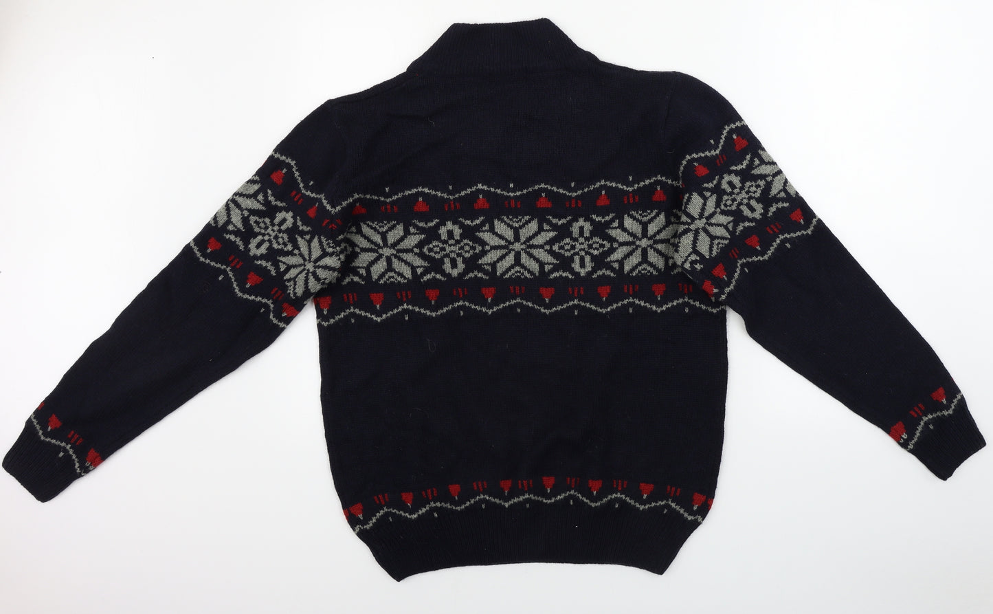 Crane Mens Blue Geometric Knit Pullover Jumper Size M  - Christmas Jumper