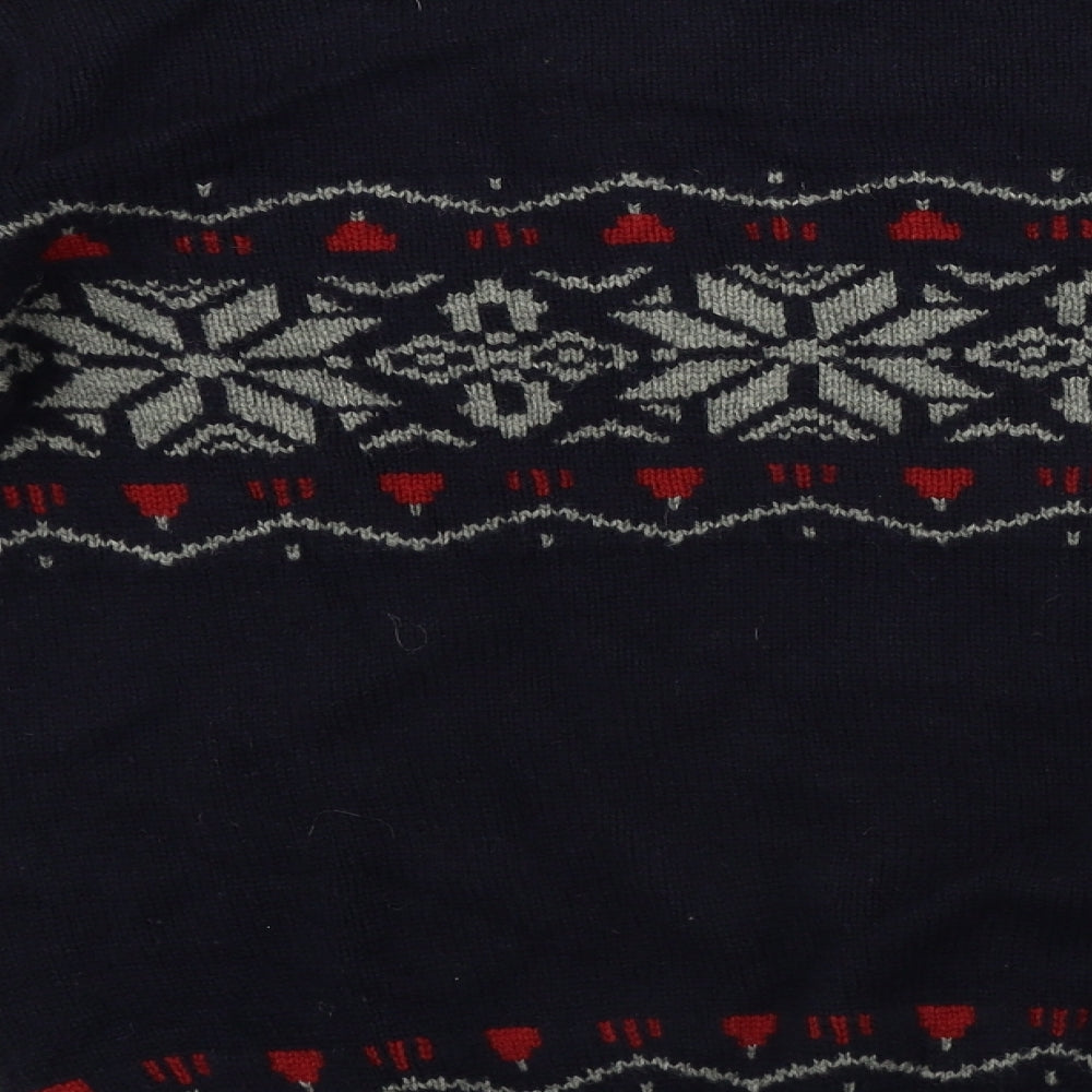 Crane Mens Blue Geometric Knit Pullover Jumper Size M  - Christmas Jumper