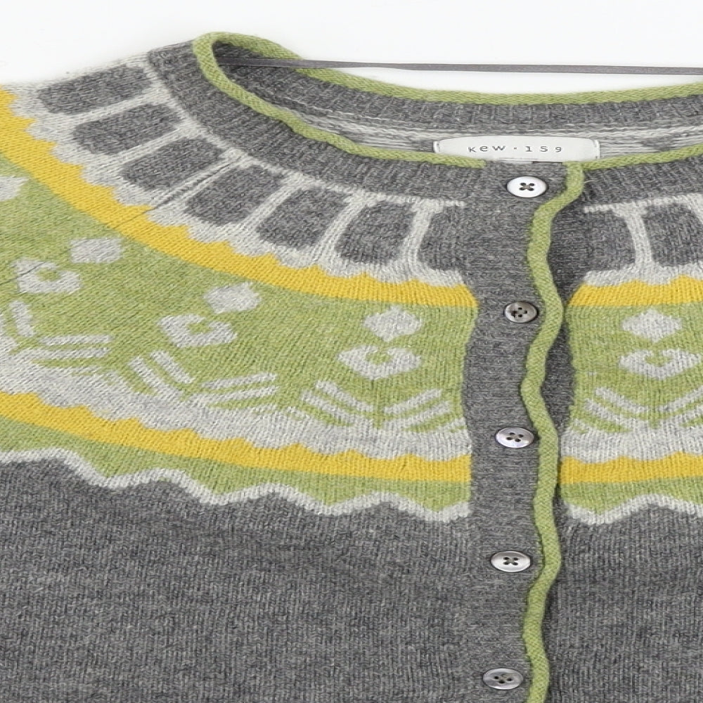 Kew 159 Womens Grey Geometric  Cardigan Jumper Size 12