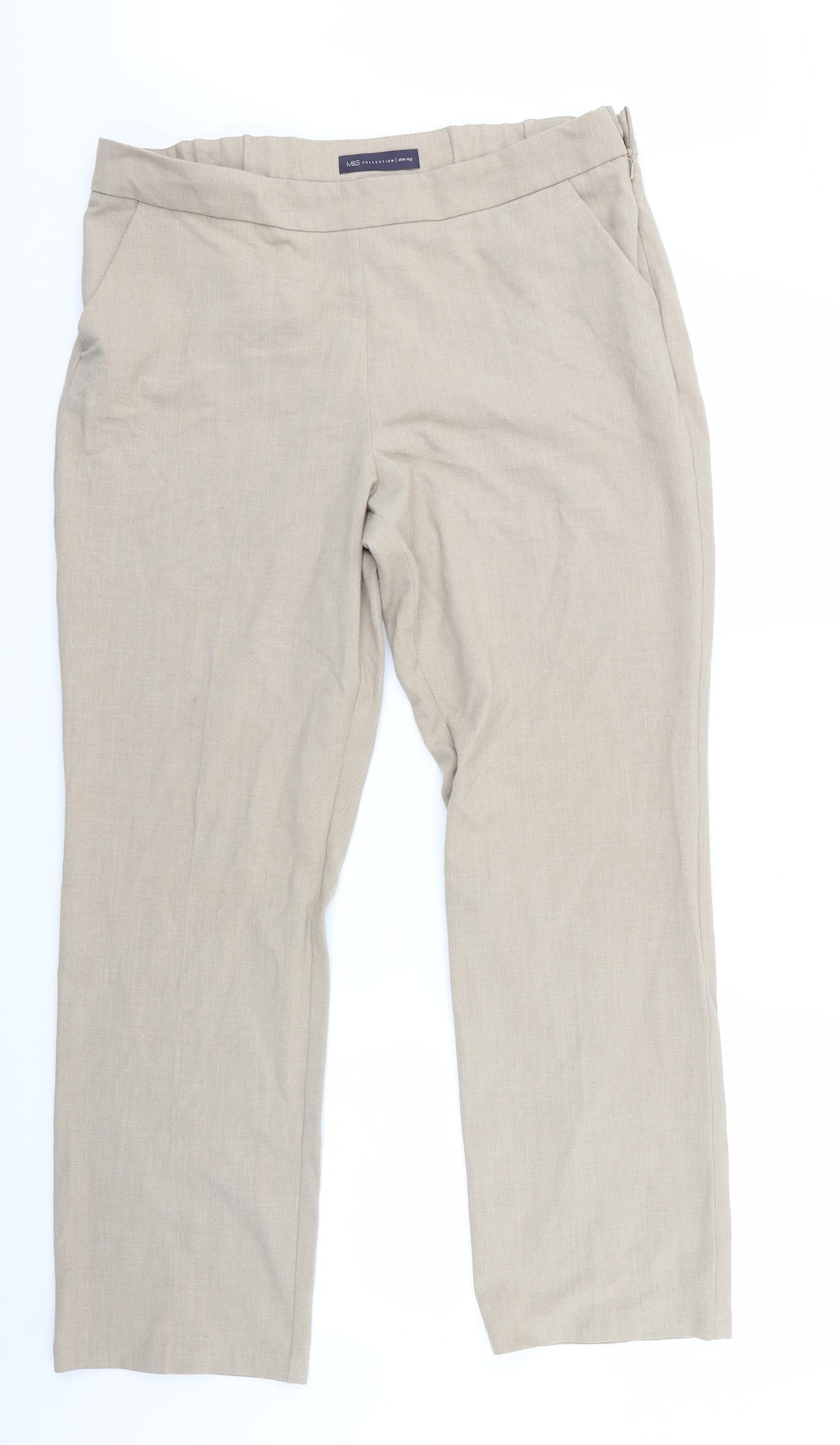 Marks and Spencer Womens Beige   Trousers  Size 14 L29 in - Marks and Spencer