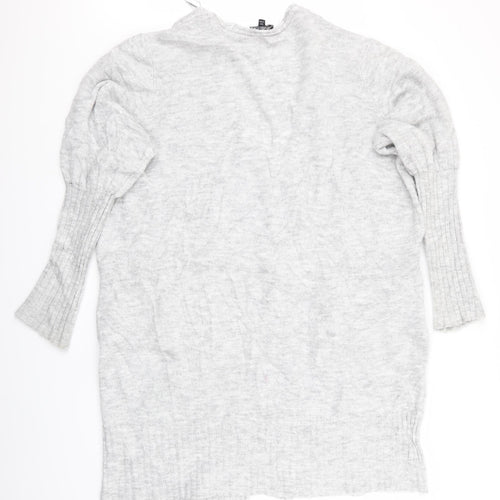Topshop Womens Grey   Cardigan Jumper Size 14  - Topshop Longline Cardigan Blouse sleeve