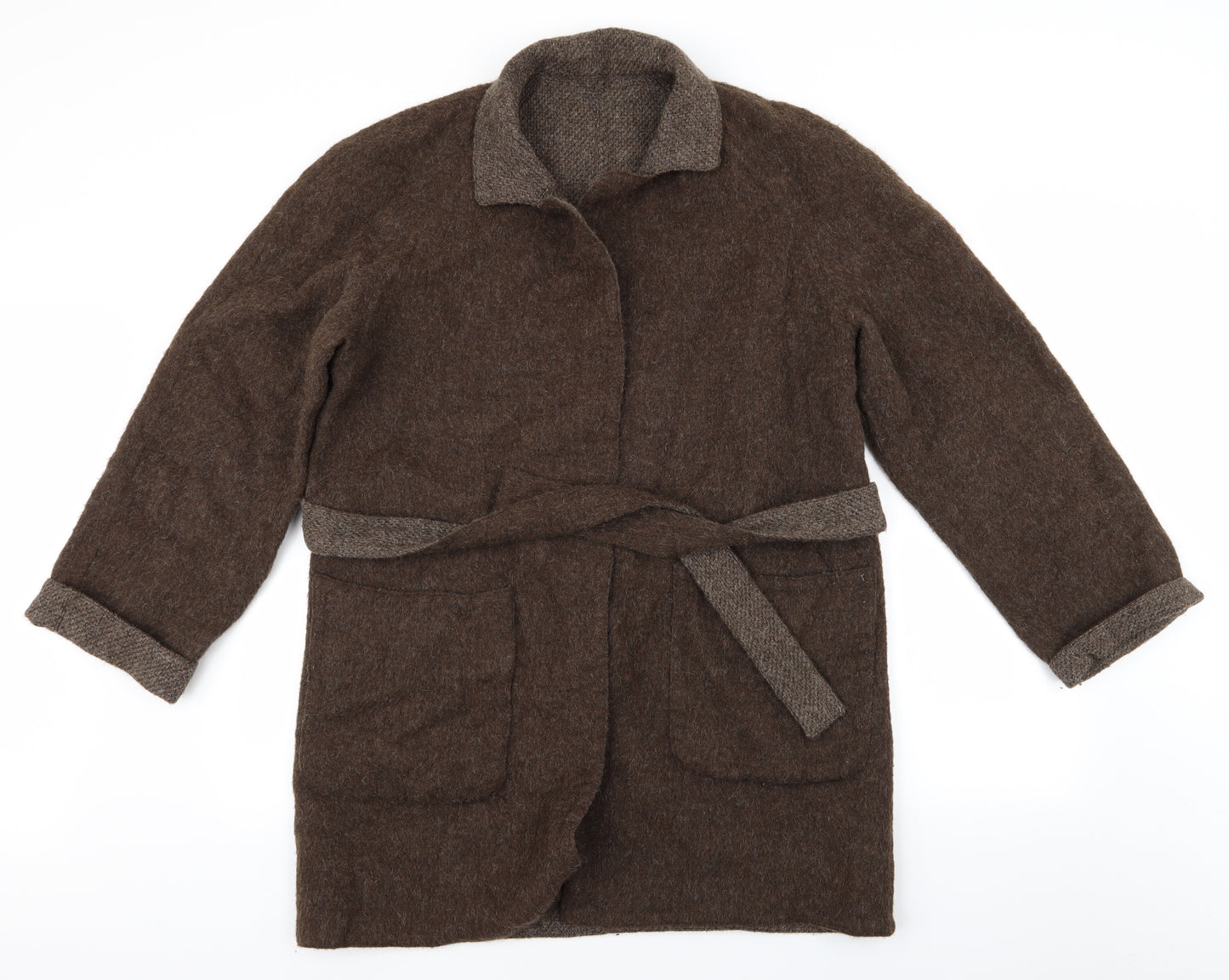 Preworn Womens Brown Herringbone  Jacket Coat   - Reversable Coat