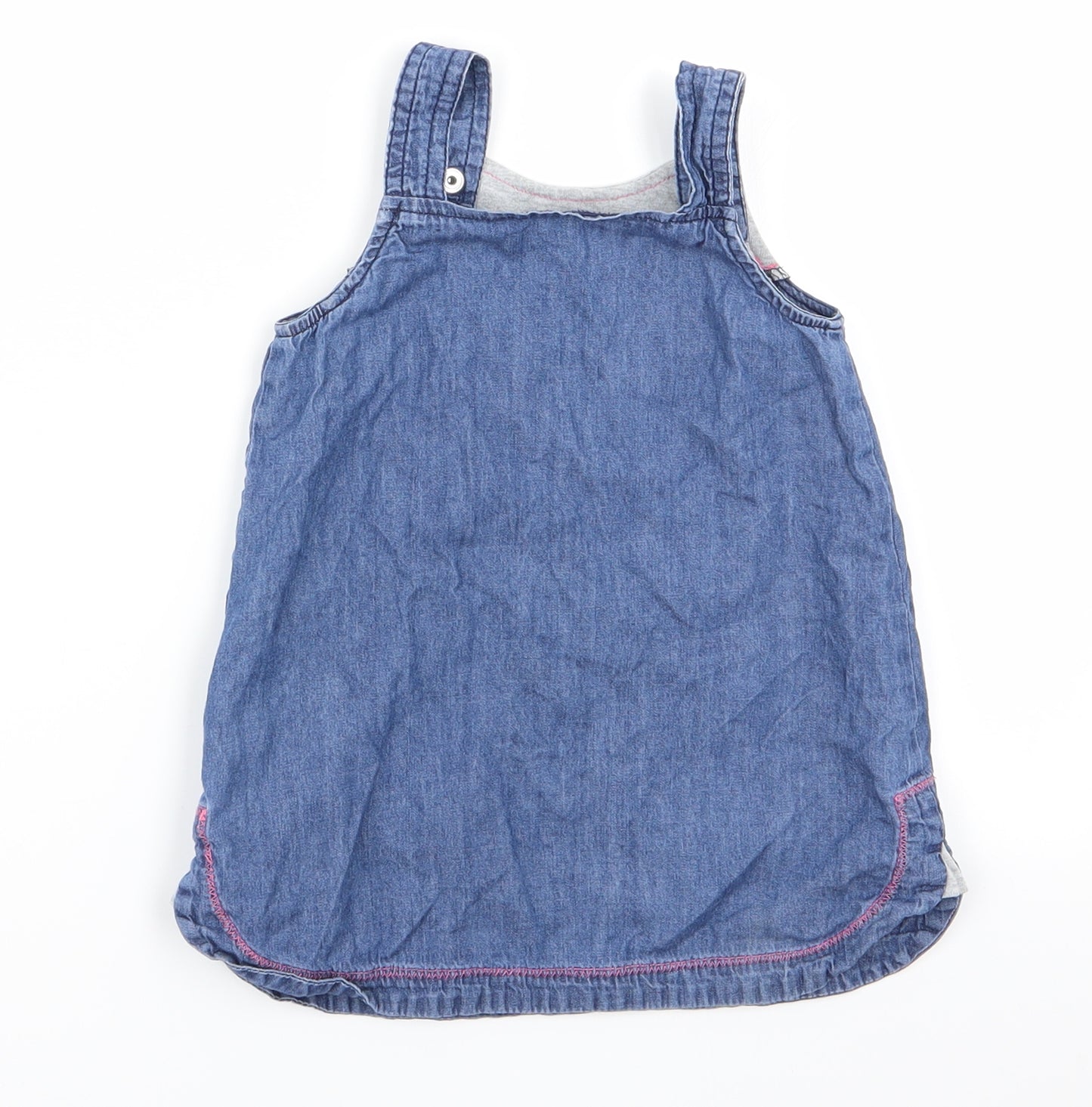 Nutmeg Baby Blue Animal Print  Pinafore/Dungaree Dress  Size 9-12 Months  - Nutmeg, Panda Face Logo