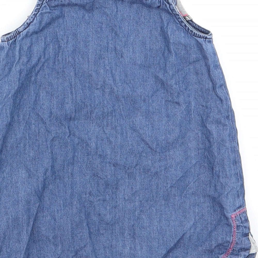 Nutmeg Baby Blue Animal Print  Pinafore/Dungaree Dress  Size 9-12 Months  - Nutmeg, Panda Face Logo