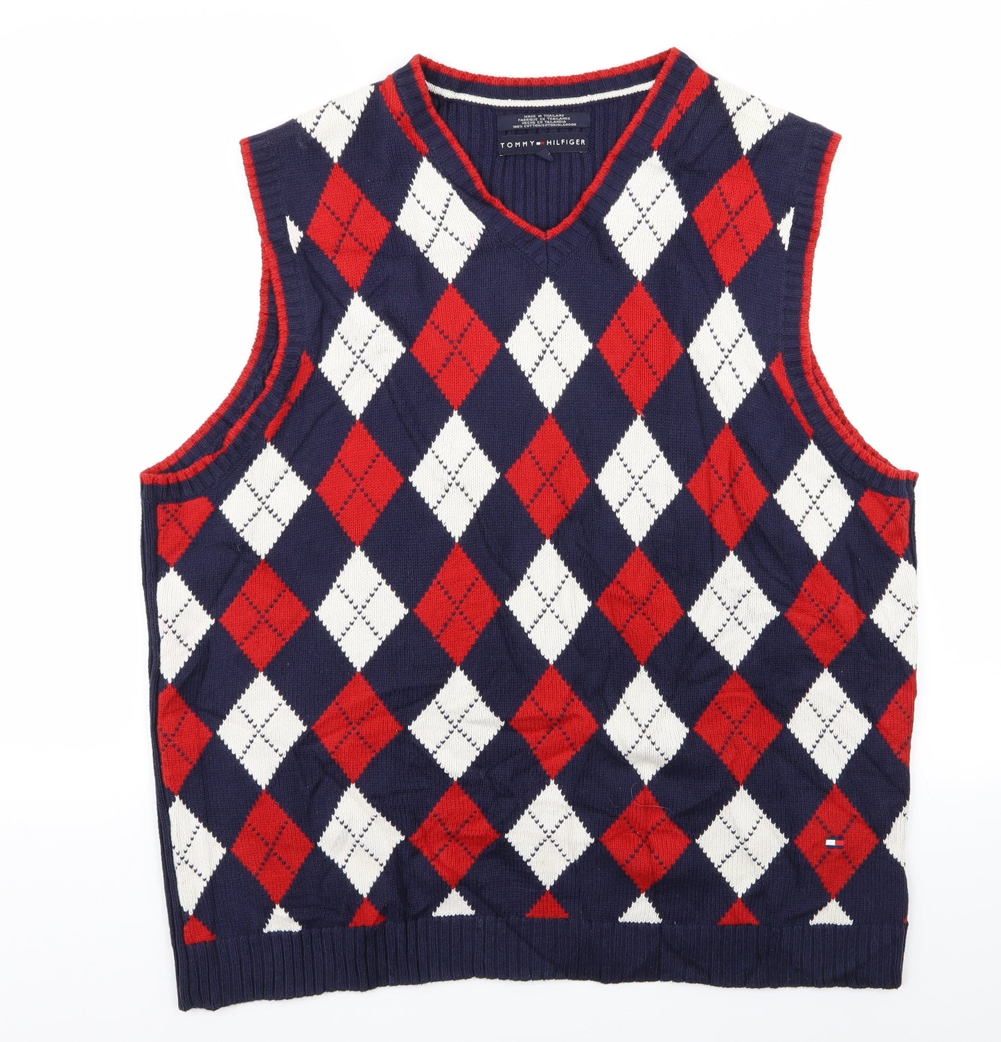 Tommy Hilfiger Mens Multicoloured Argyle/Diamond  Vest Jumper Size L  - Tommy Hilfiger