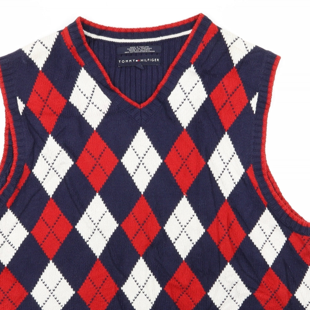 Tommy Hilfiger Mens Multicoloured Argyle/Diamond  Vest Jumper Size L  - Tommy Hilfiger