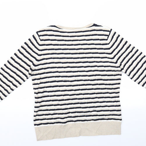 Preworn Womens Multicoloured Striped  Pullover Jumper   - V-Neck Top