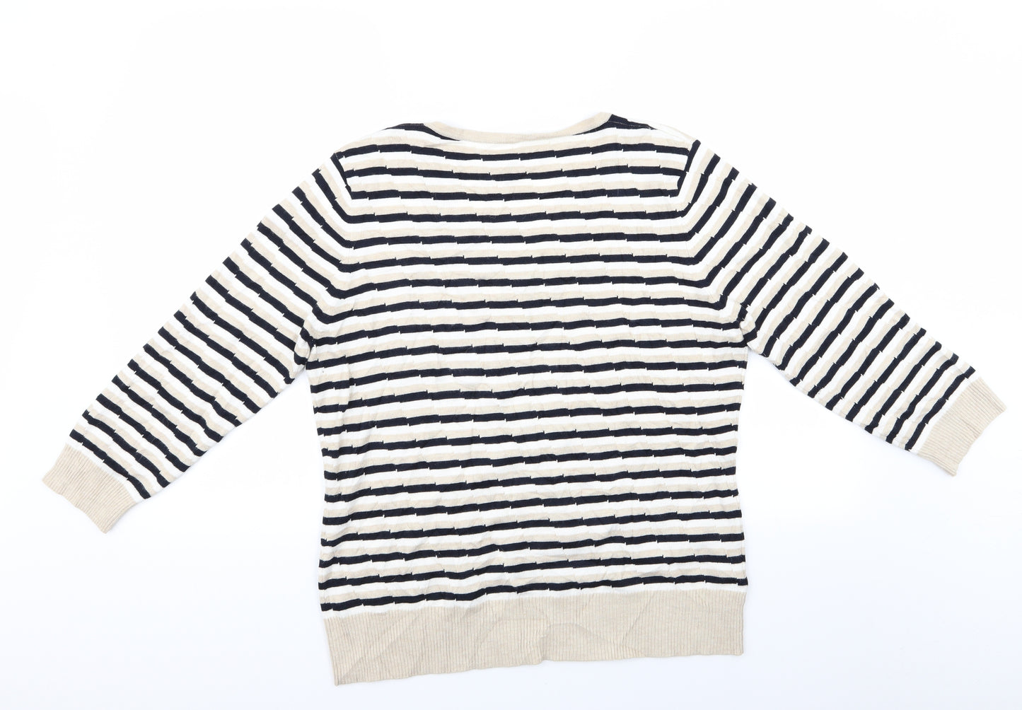 Preworn Womens Multicoloured Striped  Pullover Jumper   - V-Neck Top