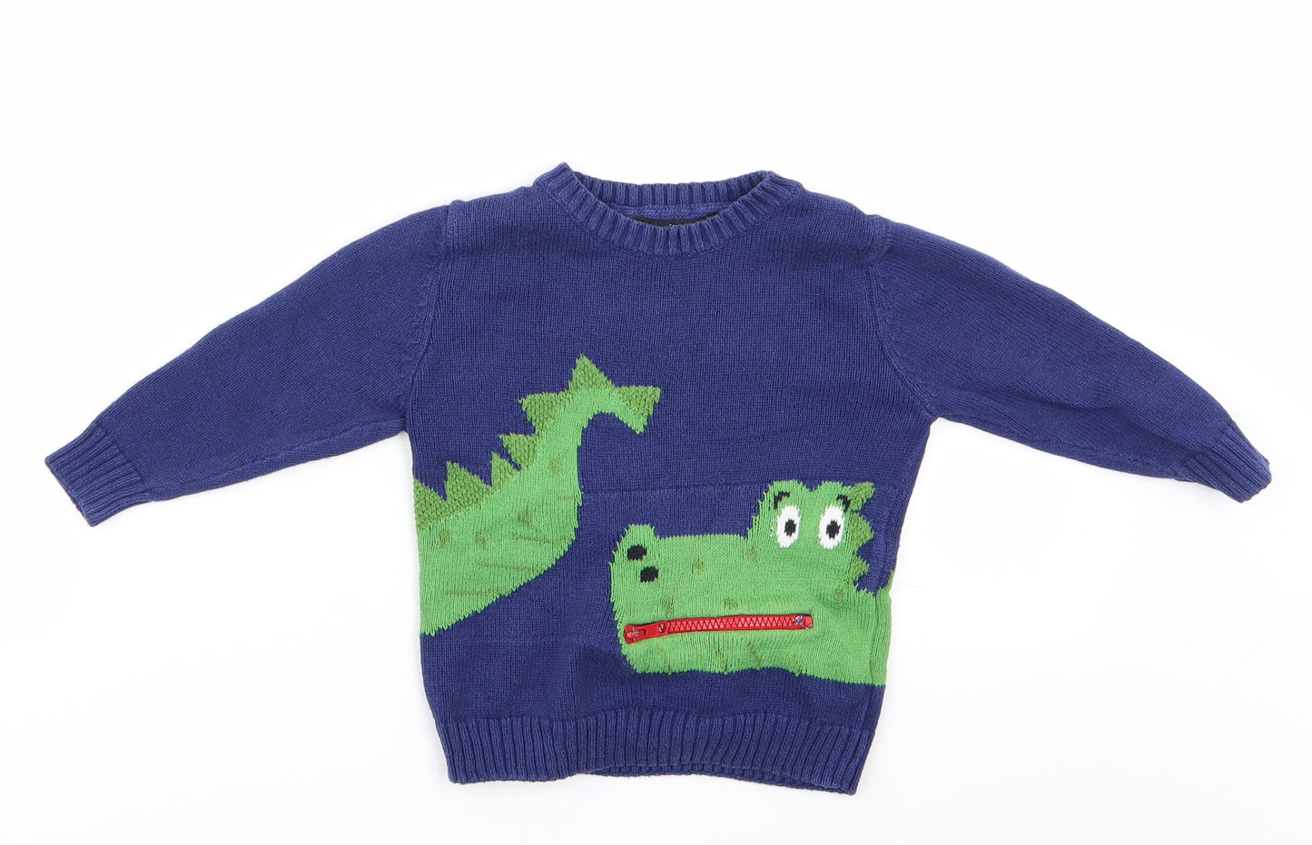George Boys Blue Animal Print  Pullover Jumper Size 18-24 Months  - Dinasour Logo