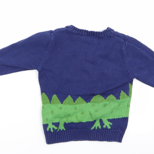 George Boys Blue Animal Print  Pullover Jumper Size 18-24 Months  - Dinasour Logo