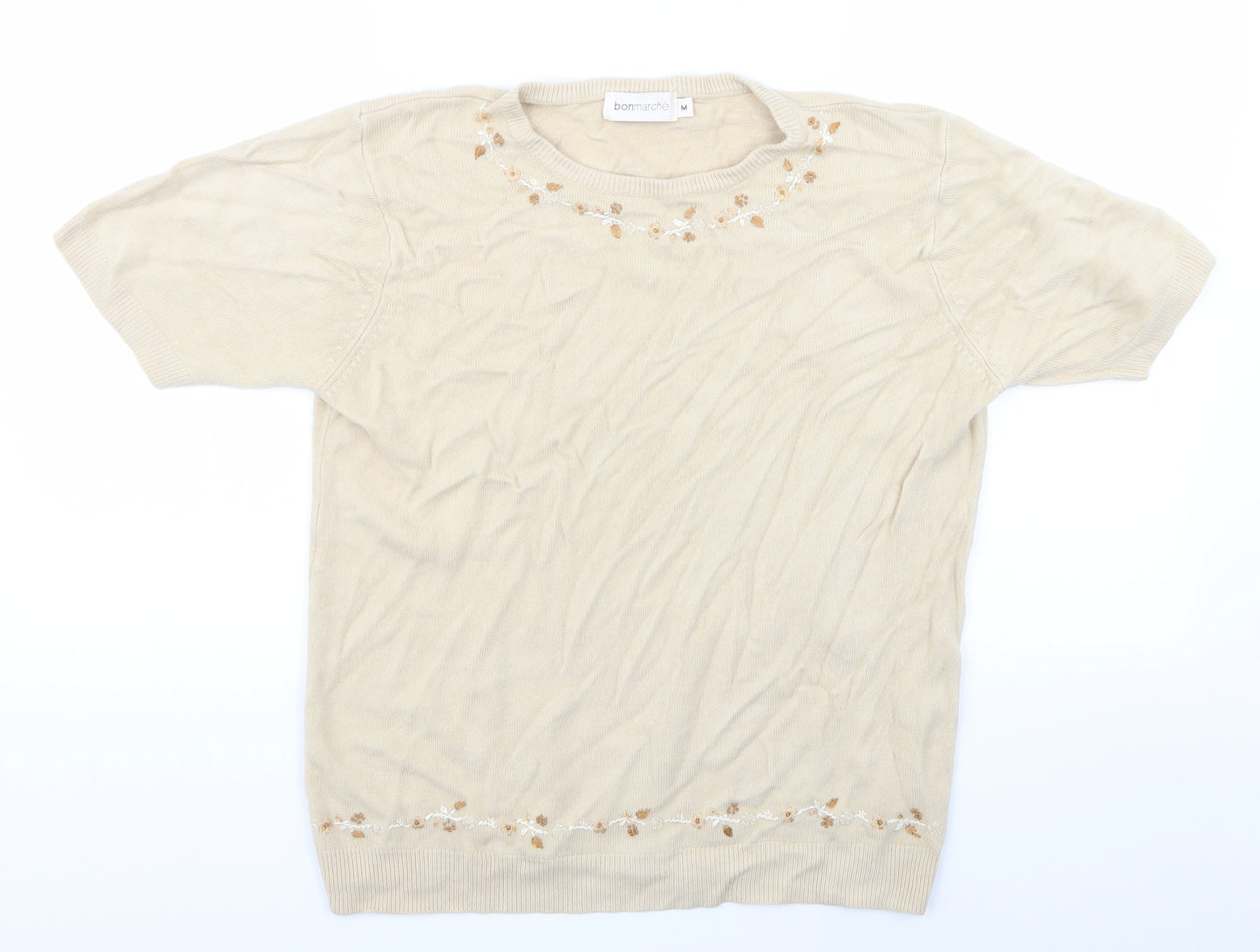 Bonmarché Womens Beige Floral  Pullover Jumper Size M  - Bonmarche Sweater