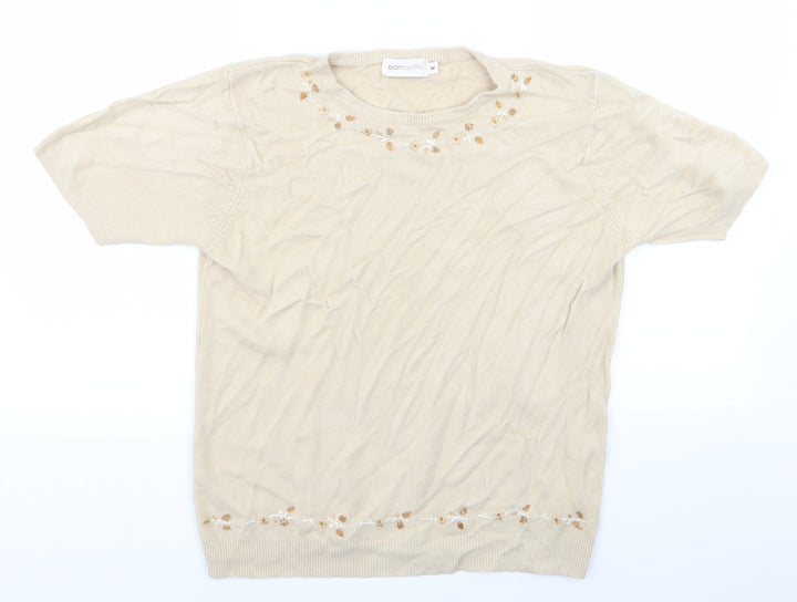 Bonmarché Womens Beige Floral  Pullover Jumper Size M  - Bonmarche Sweater