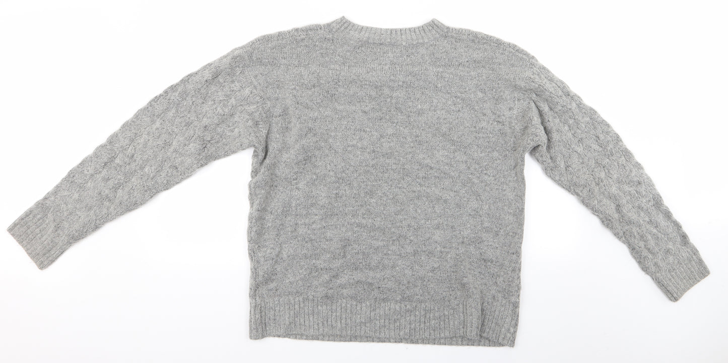 H&M Womens Grey   Pullover Jumper Size M  - H&M Sweater Cable Knit
